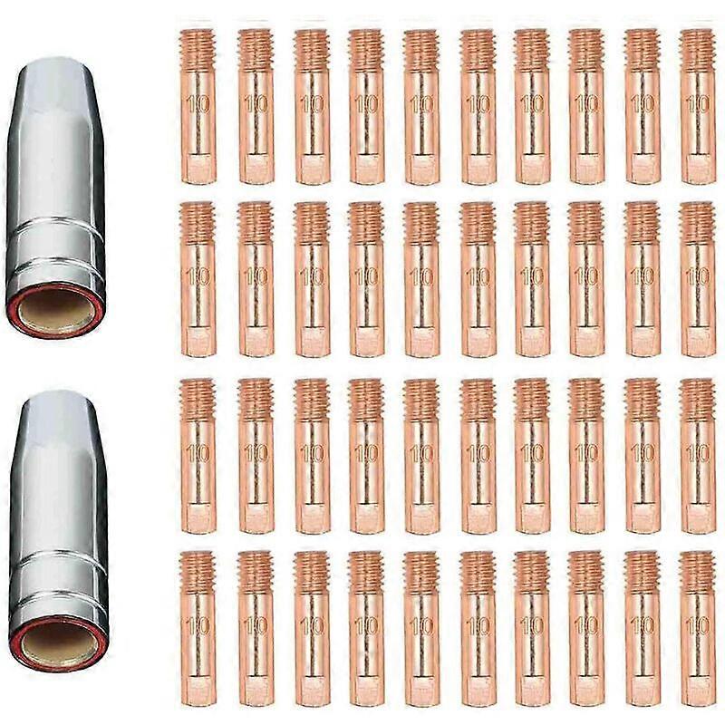 42pcs MB15 15AK Gas Nozzles Contact Nozzles Nozzle Holder 1.0mm MIG/MAG Welding Torch Consumables MIG Contact Tips MIG Welding Machine -