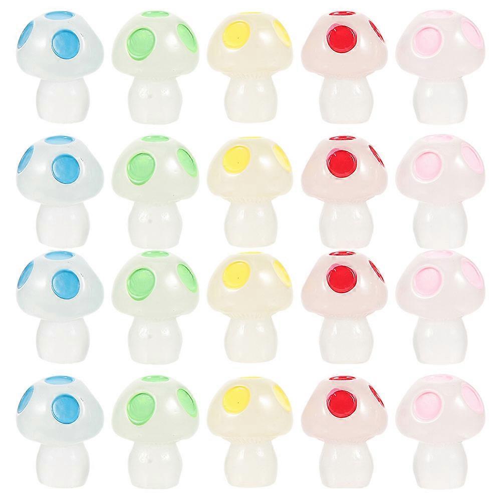50pcs Mini Resin Mushrooms Luminous Mushroom Tiny Mushroom Statues Miniature Mushroom