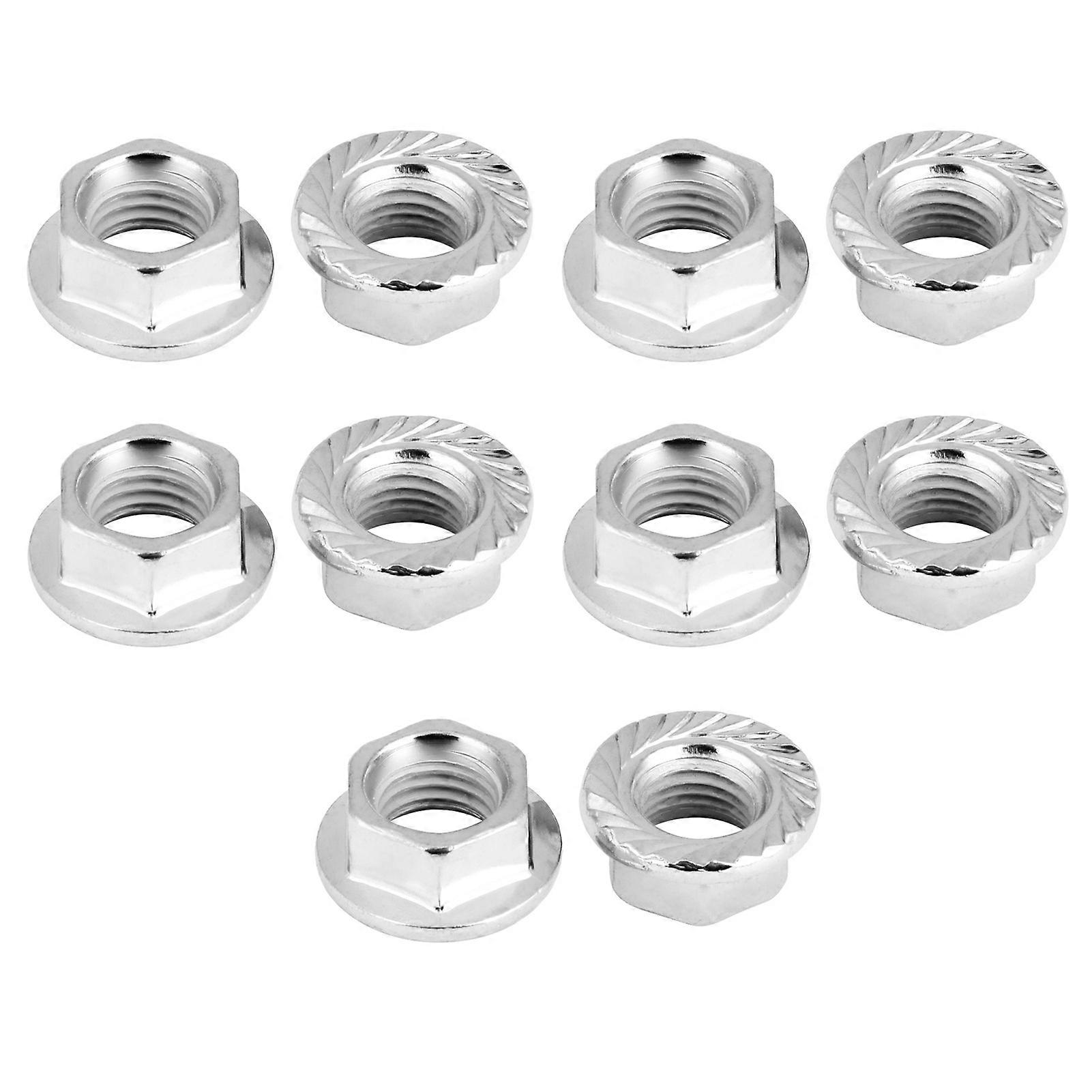 10pcs Fine Thread Hex Hexagonal Nut Flange Nuts Fastener With Pad