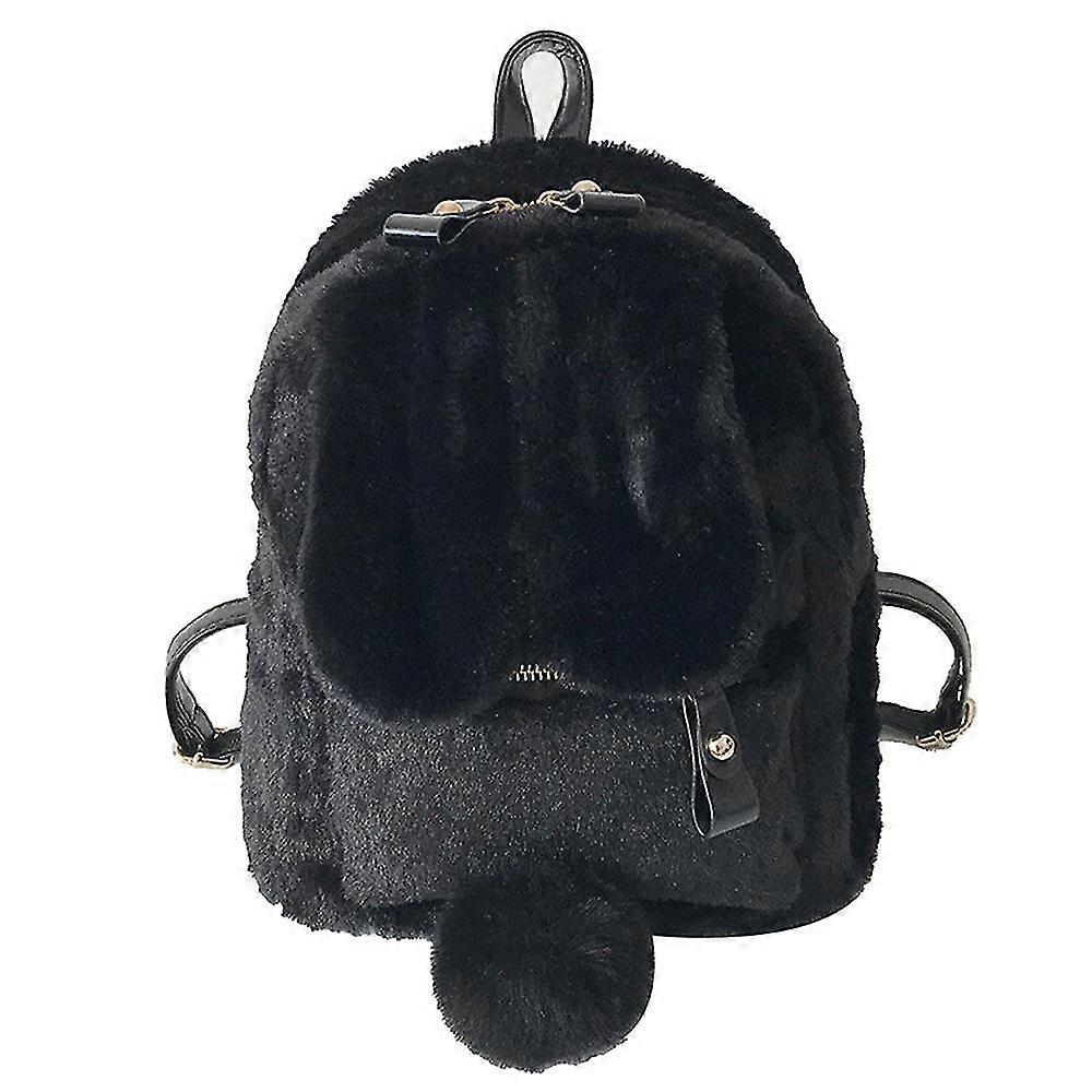 Plush Bunny Ears Backpack Pink Cute Student Schoolbag Women's Backpack