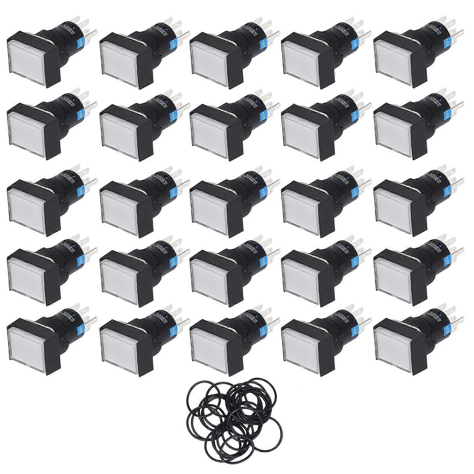 25PCS Micro Button Switch with Light Self Locking Push Switch for Industrial Device 220V 5A
