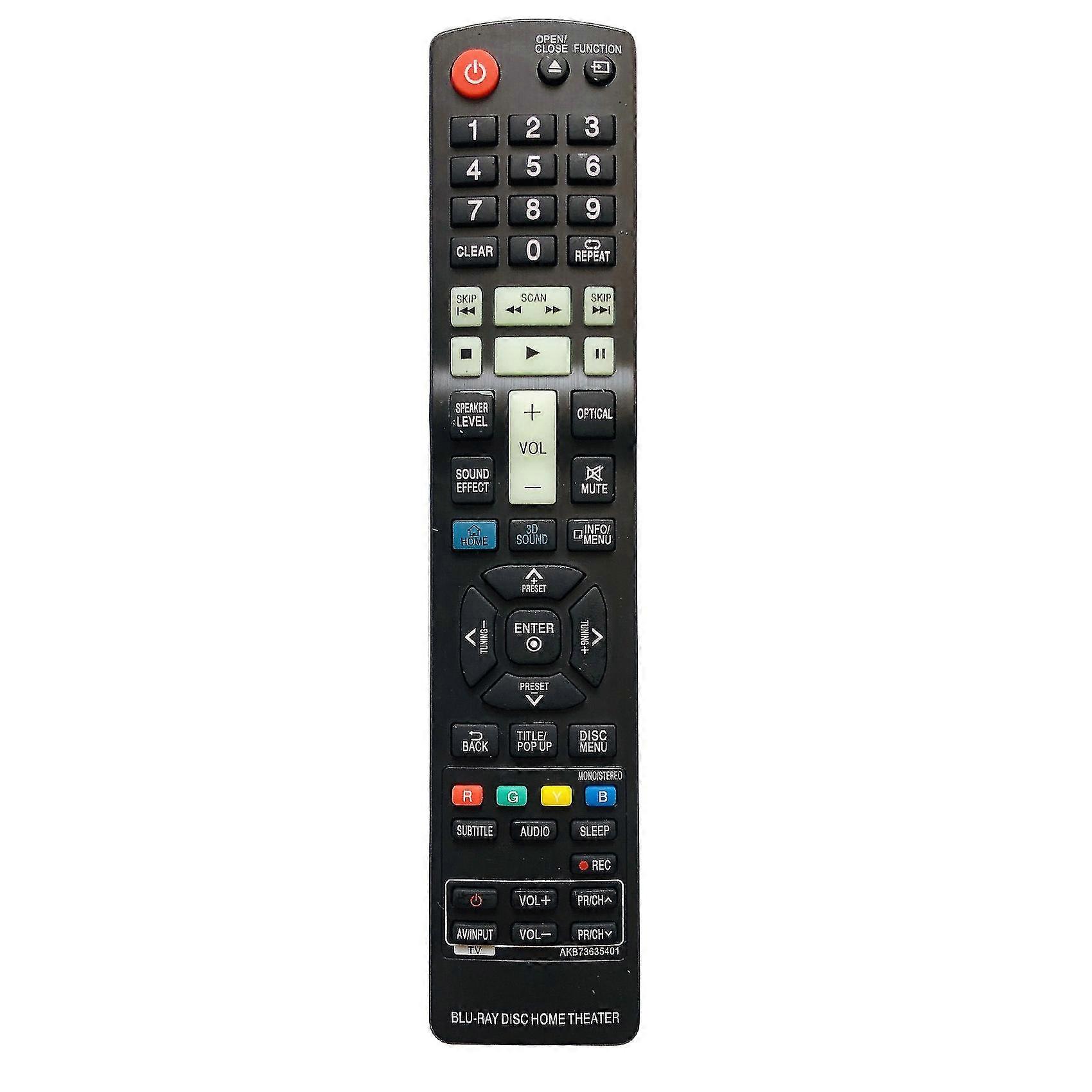 AKB73635401 Remote Control compatible with LG Blu-Ray 3D Wireless Combination Home Theater Remote Control Unive-B16