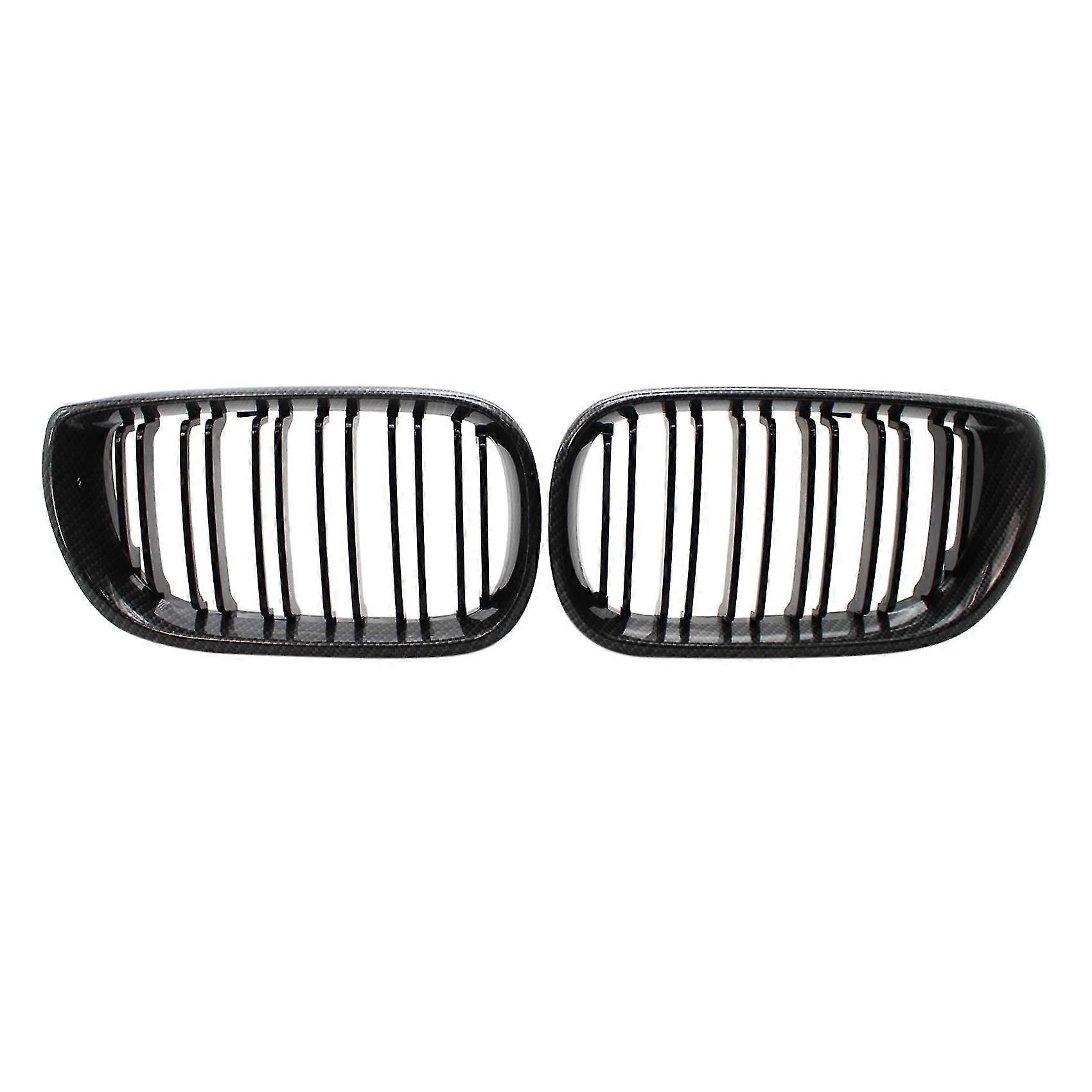 Carbon Fiber Pattern Front Hood Kidney Grille Grill Dual Line For- E46 3-Series 2002-2006 Front Bumper Grille