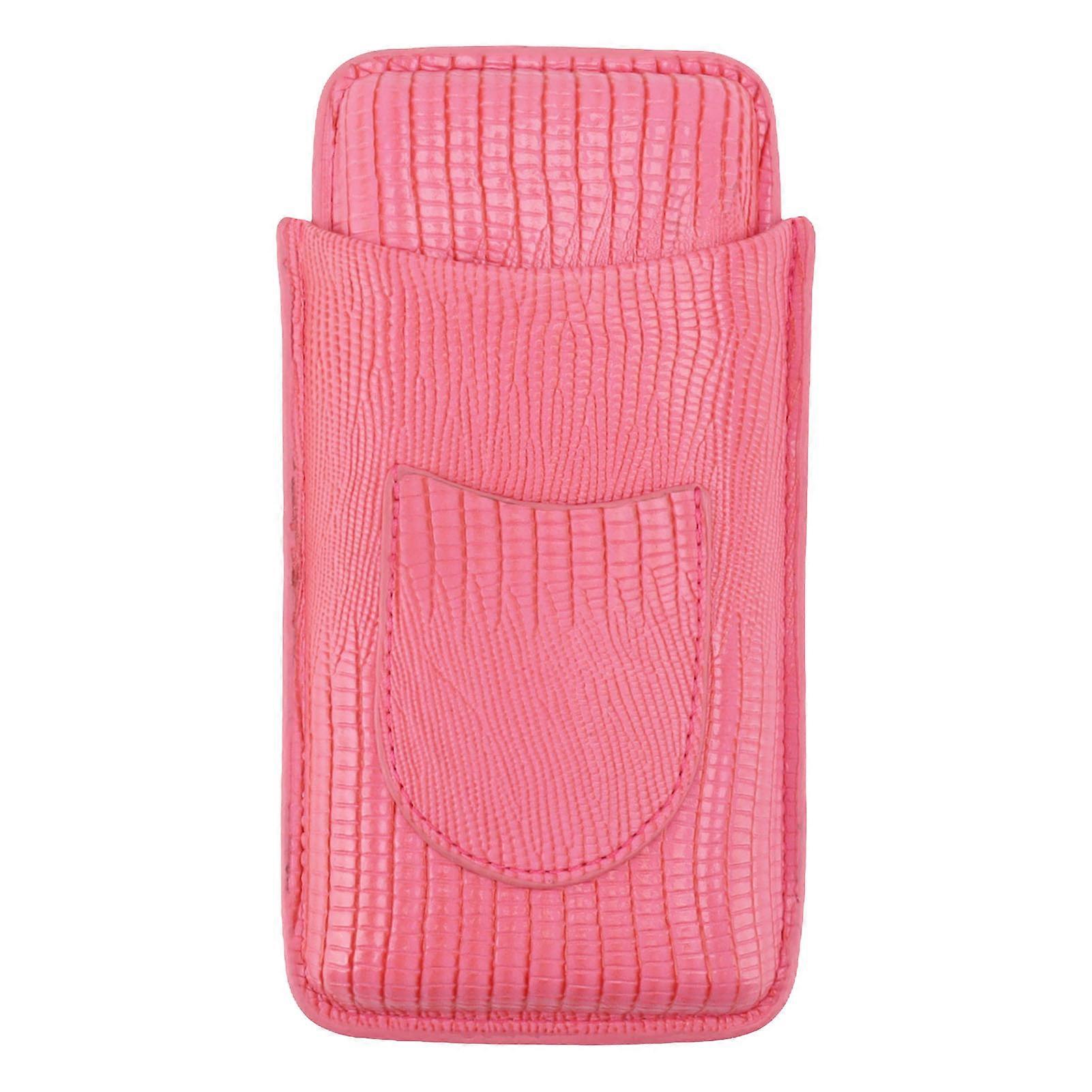 Cigar Holder Portable Moisturizing Comfortable Touch Colorfast Precise Stitching Travel Cigar Case for Men Pink