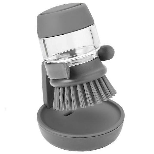 Dish brush with container for detergent gray