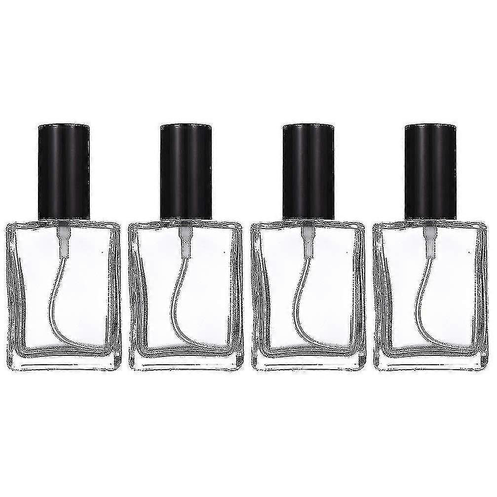 Flacon de parfum rechargeable - Verre vide carré (15ml, couvercle noir, 4 pcs)