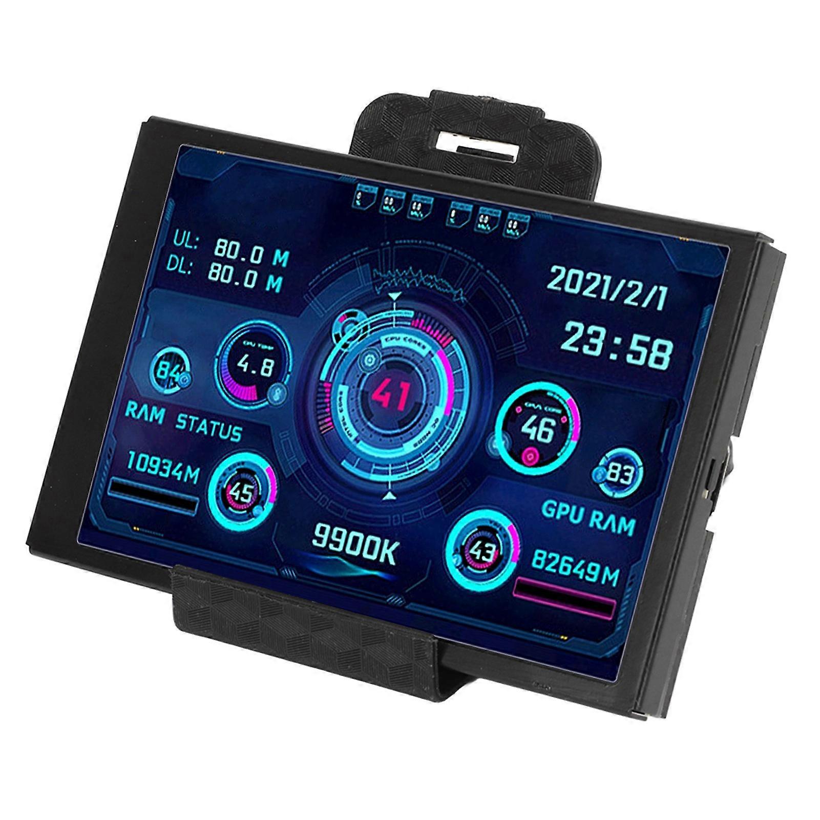 3.5in Computer Temp Monitor IPS Full View Display Small Screen for AIDA64 PC CPU RAM Hard Disk Data Monitor Black