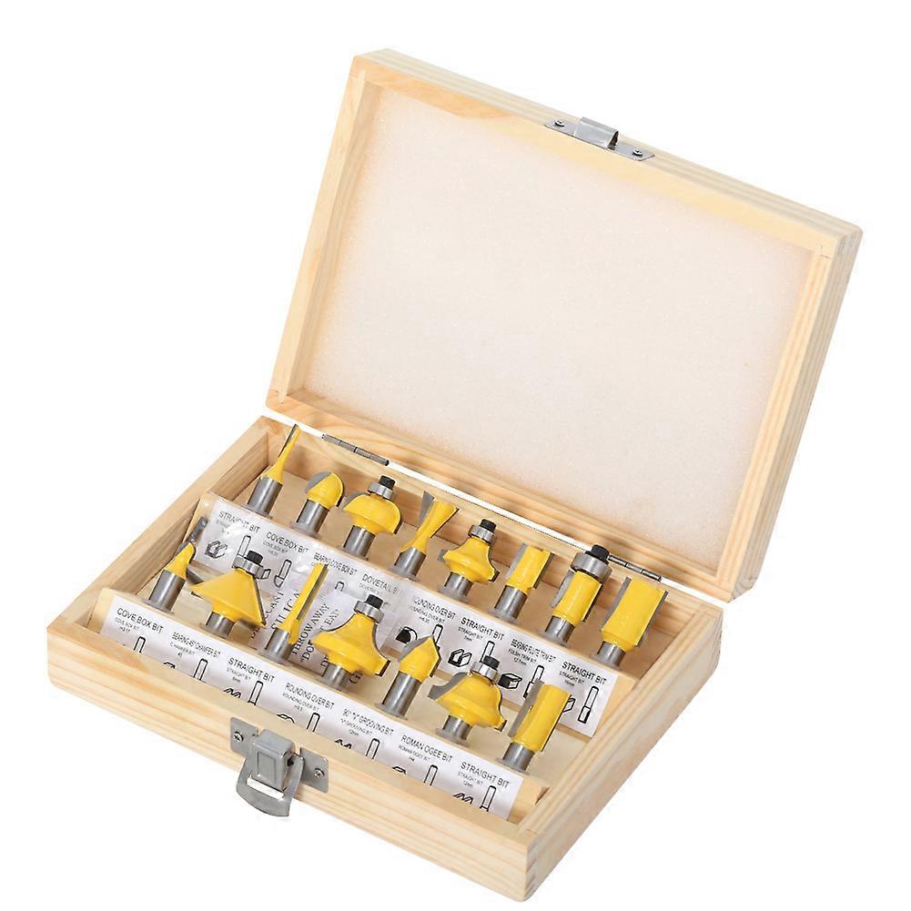 set of 15 tungsten carbide drill bits with 8 mm rods for carpentry using a wrench