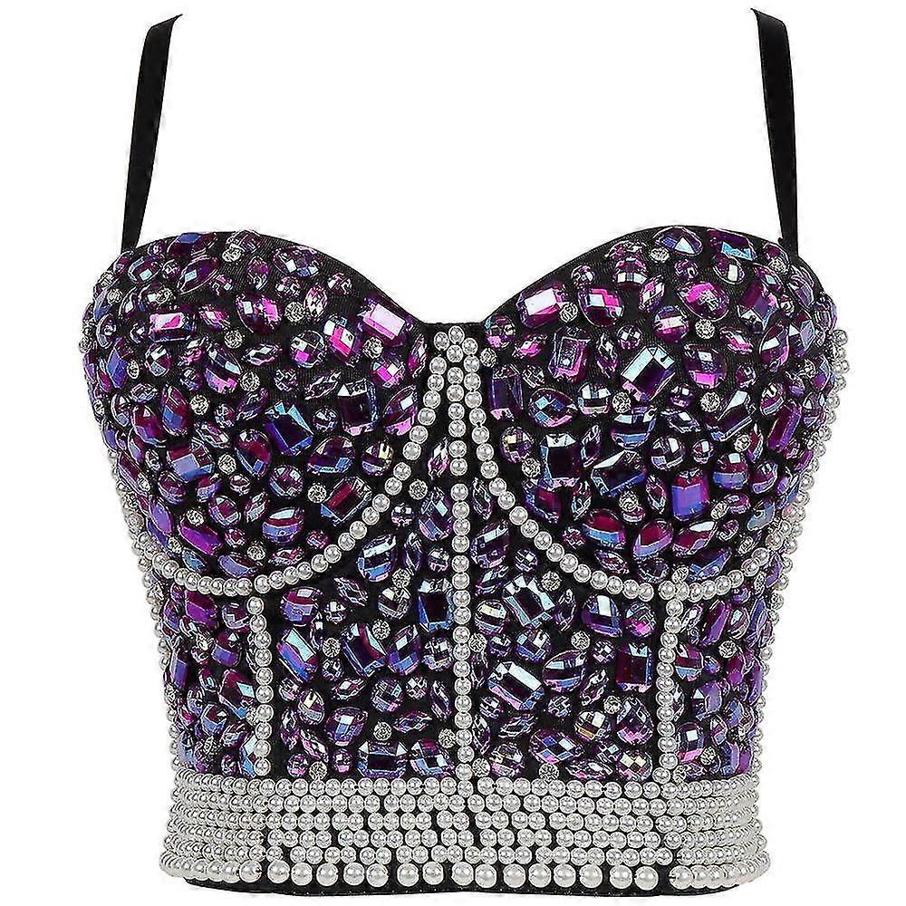 Rhinestone Push Up BH för kvinnor Punk BH