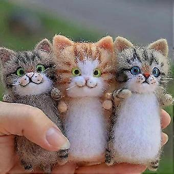 Diy Wool Felt Cat Kits Plush Doll Gift For Cat Lovers, Needle Felting Cat  Pattern Kit, Cute Cat Felt Plush Stuffed Dolls, Handmade Non Finished Cat Lo
