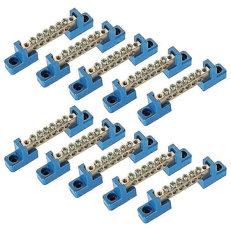10 PCS Terminal Bus Bar Terminal Block 6 Positions Brass Wire Screw Terminal Block Grounding Termin