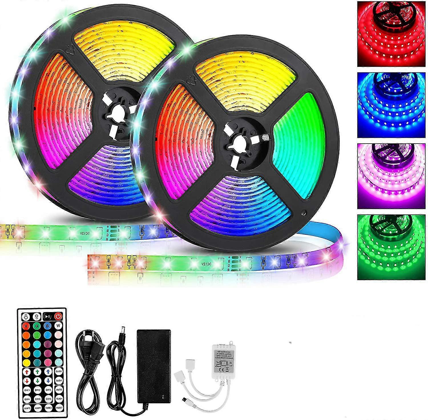 Led Strip, 10m Led Strip 600 Leds 2835 Rgb Ip65, Waterproof Multicolor Led Strip Light With Remote Control Change Synchronize With Music Rhythm, For H