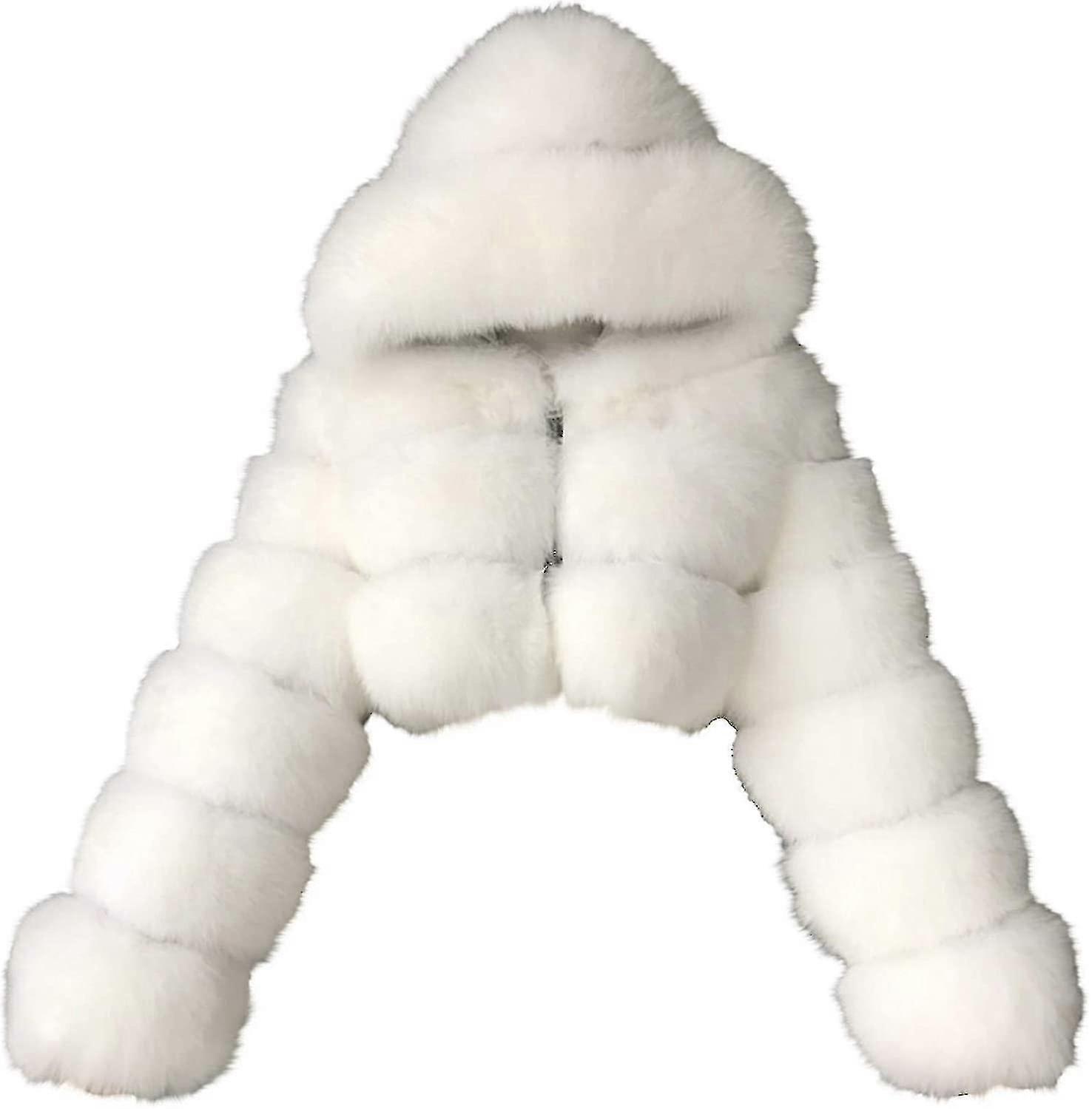 인조 모피 코트 후드 크롭 버블 코트 양털 짧은 따뜻한 재킷 플러스 사이즈 겨울 코트 여성용