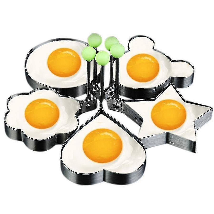 قوالب البيض المقلي ، صانع قوالب الفطائر بمقبض للأطفال ، قالب غير لاصق لصينية الخبز 5 قطع Xxf-Yvan