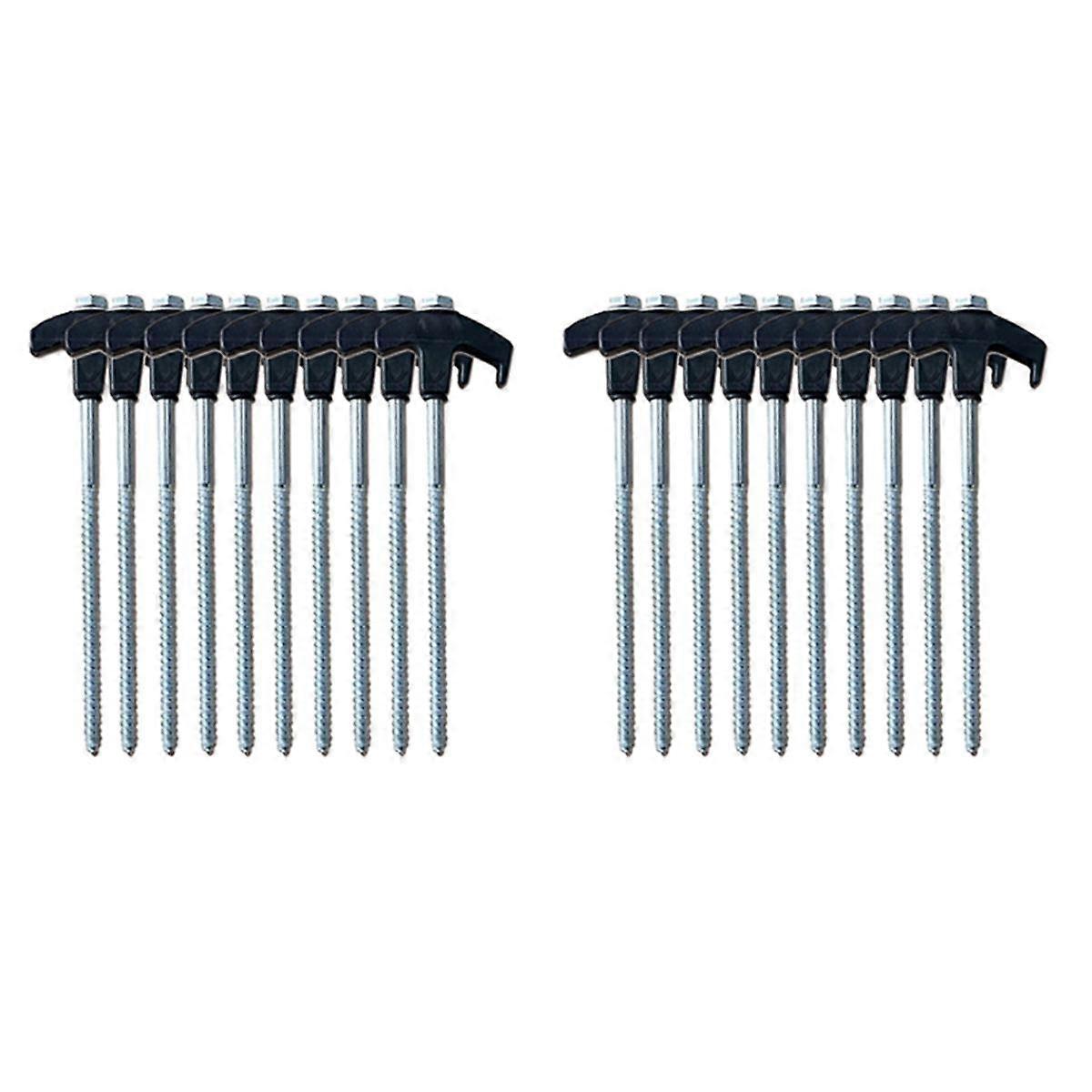 خيمة وتد مسامير شجرة جذع كيت خيمة مسامير التخييم مضادة للصدأ حصص الأرض دوامة المسامير الأرضية للفناء (20 قطعة) أسود