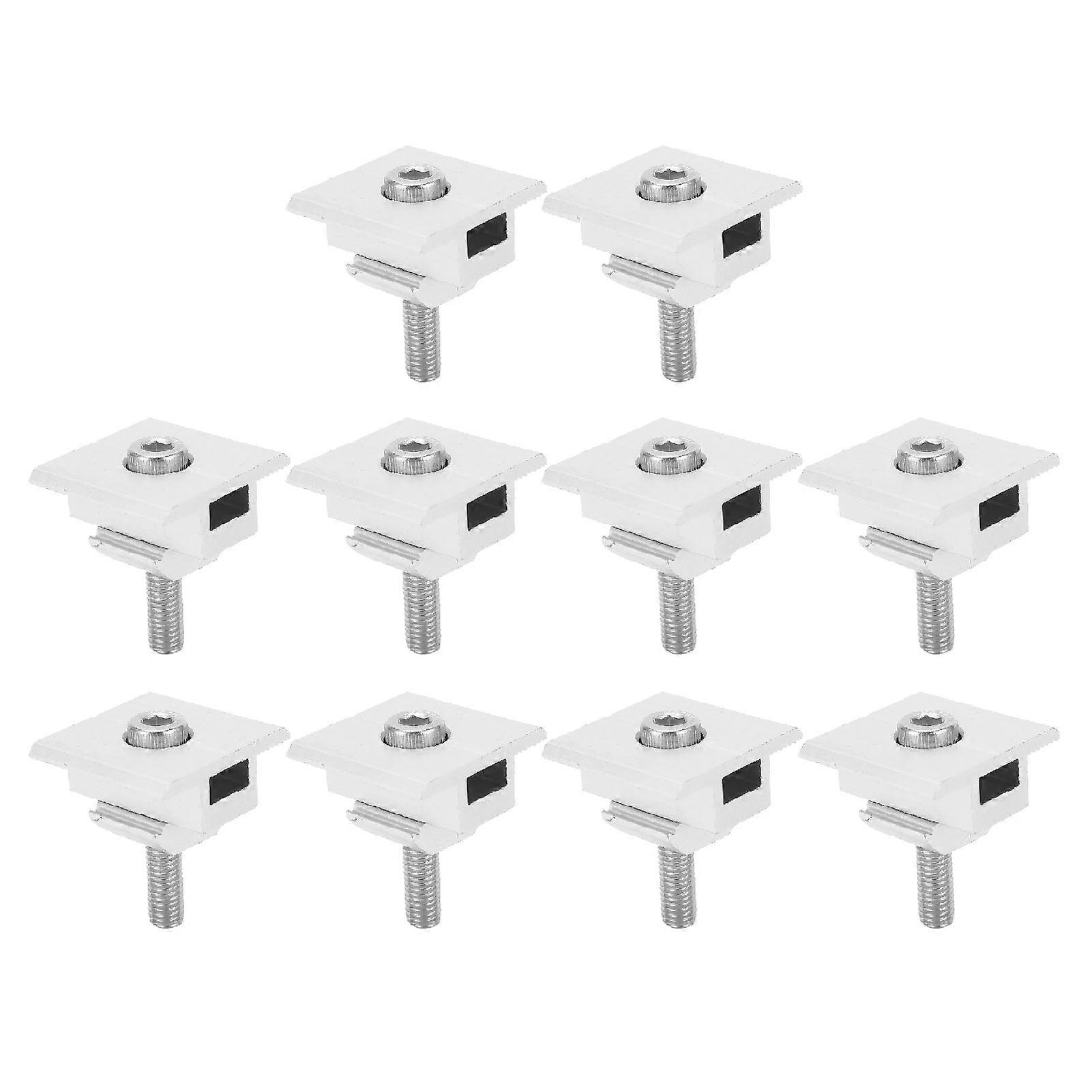 10Pcs Solar Panel Mid Clamps Waterproof Mount Aluminum Bracket Mounting Accessories