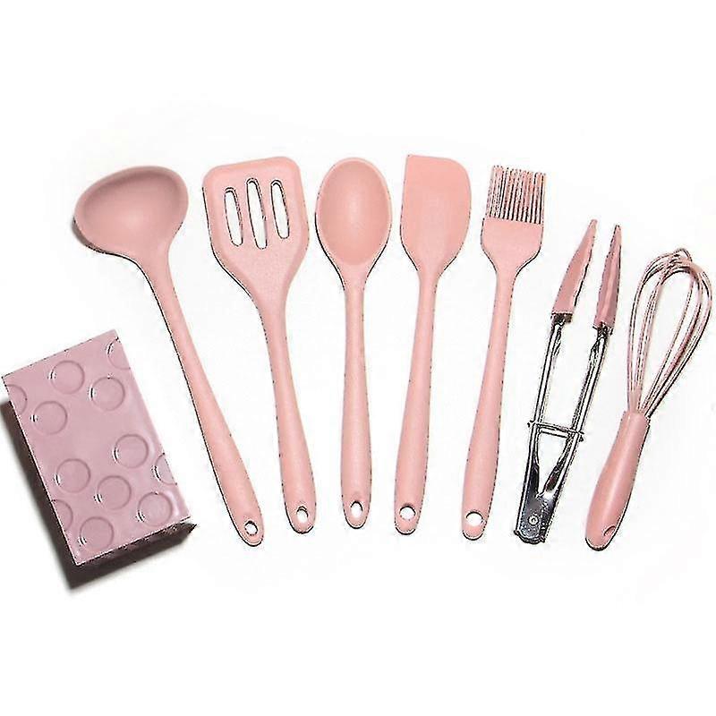 8-piece mini kitchenware set non-stick pan mini silicone small,pink