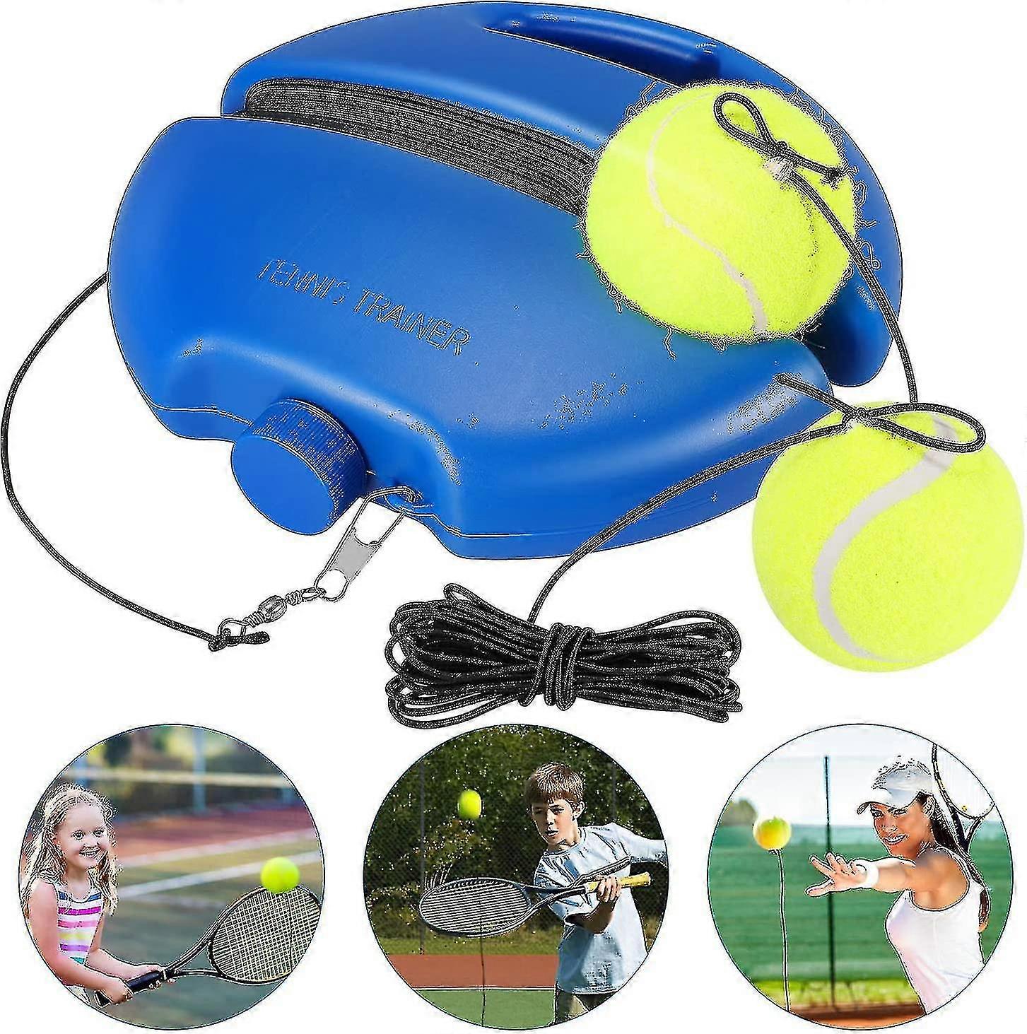 Tennis Trainer Set, Tennis Trainer Equipment Base With Cord And 3 Rebound Balls For Solo Practice