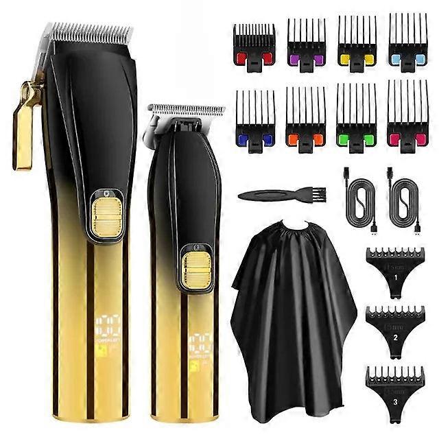 Resuxi 002 Professional Cordless Rechargeable Clipper Set Low Noise Clippers And Detail Hair Trimmer For Men Barber