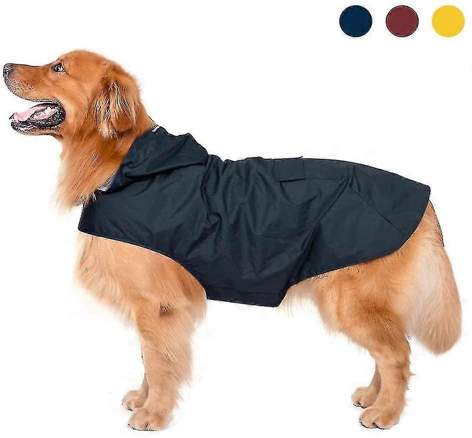 Extra Large Hooded Dog Raincoat With Reflective Strips 100% Waterproof Dog Rain Jacket