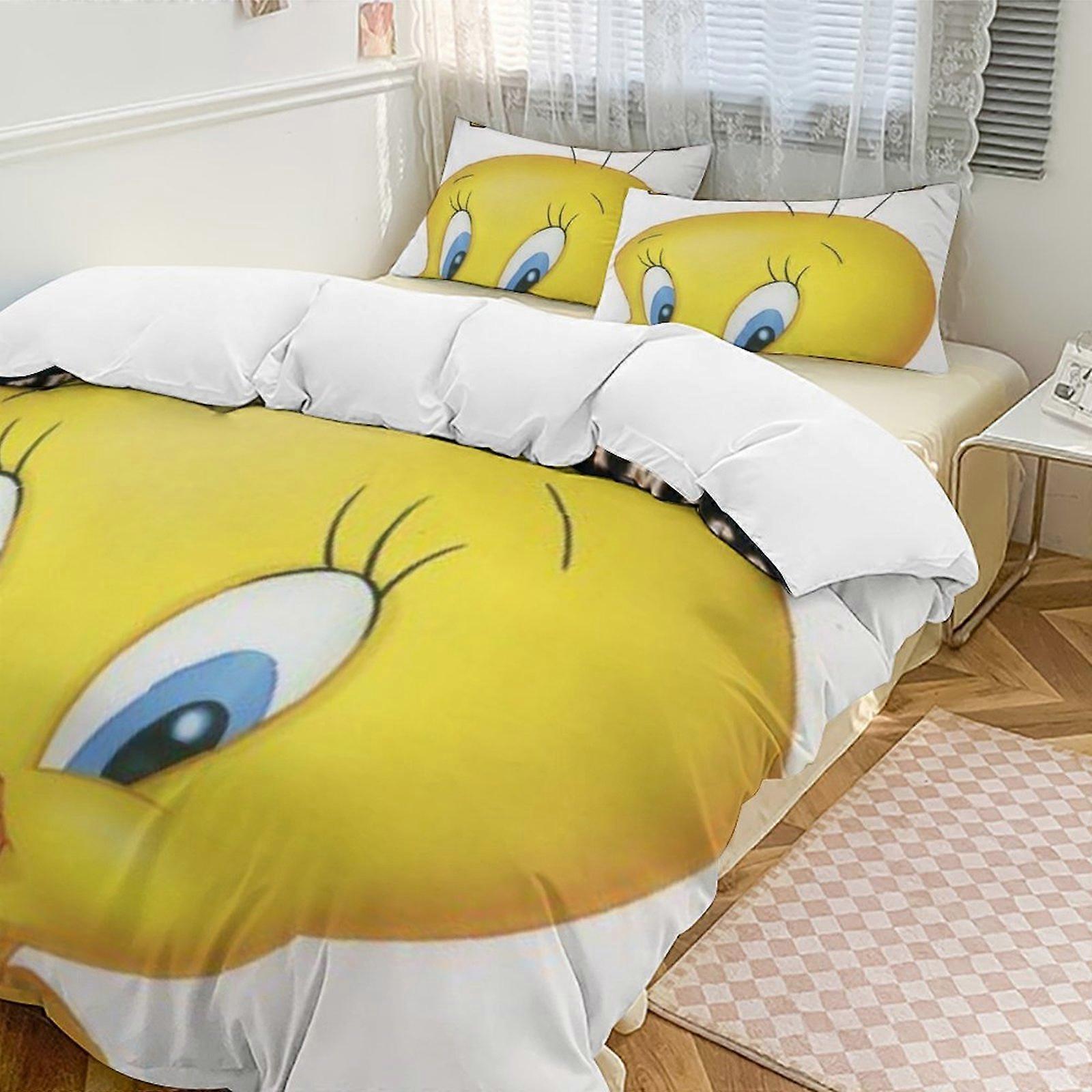 c430 TweetyBird 2 Capa de Edredom de Cama Conjuntos de Cama de Microfibra Conjuntos de Edredom Leves de 3 Peças, 1 Capa de Edredom e 2 Fronhas para Crianças ee430