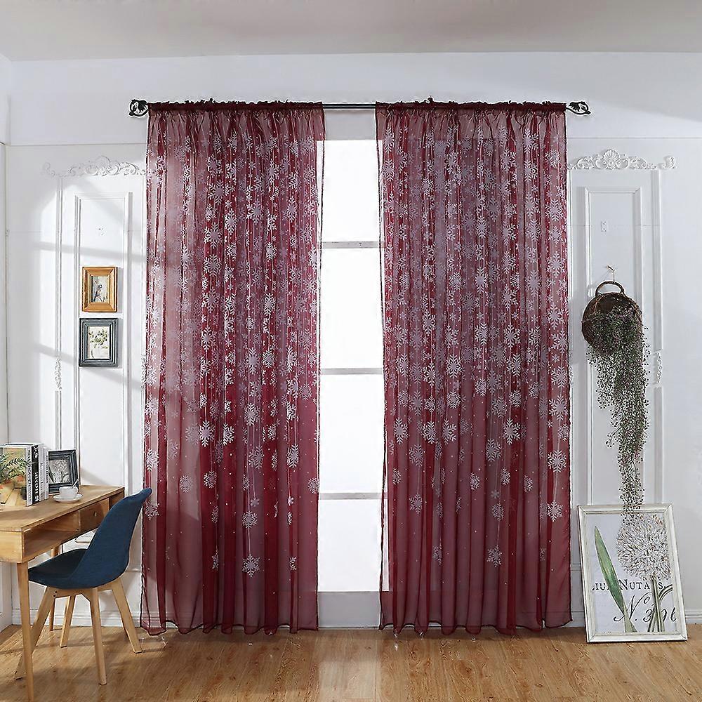 1DBS karácsonyi hópehely függöny ablak Voile Drape Valance