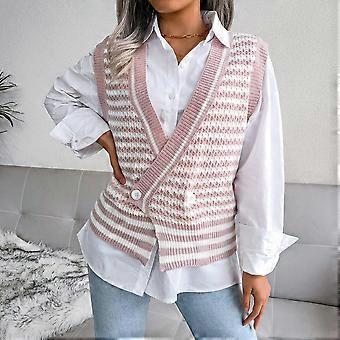 Gilet Senza Maniche Donna Scollo A V - Maglia Elegante Invernale Con Fantasia Fiori Colorati - Casual Autunno