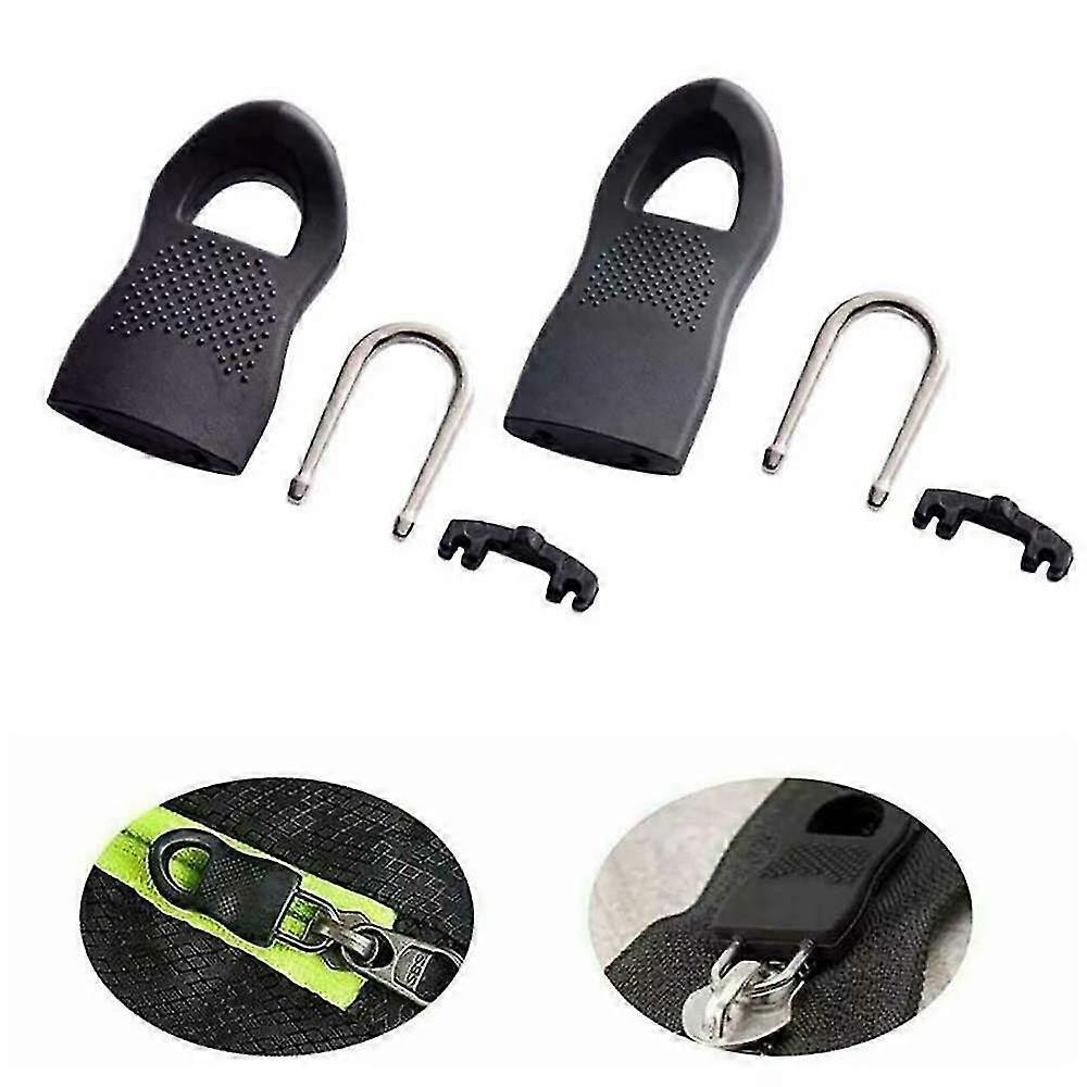10pcs Universal Detachable Zipper Puller Set Repair Kit Pull Zip Up Slider, Black