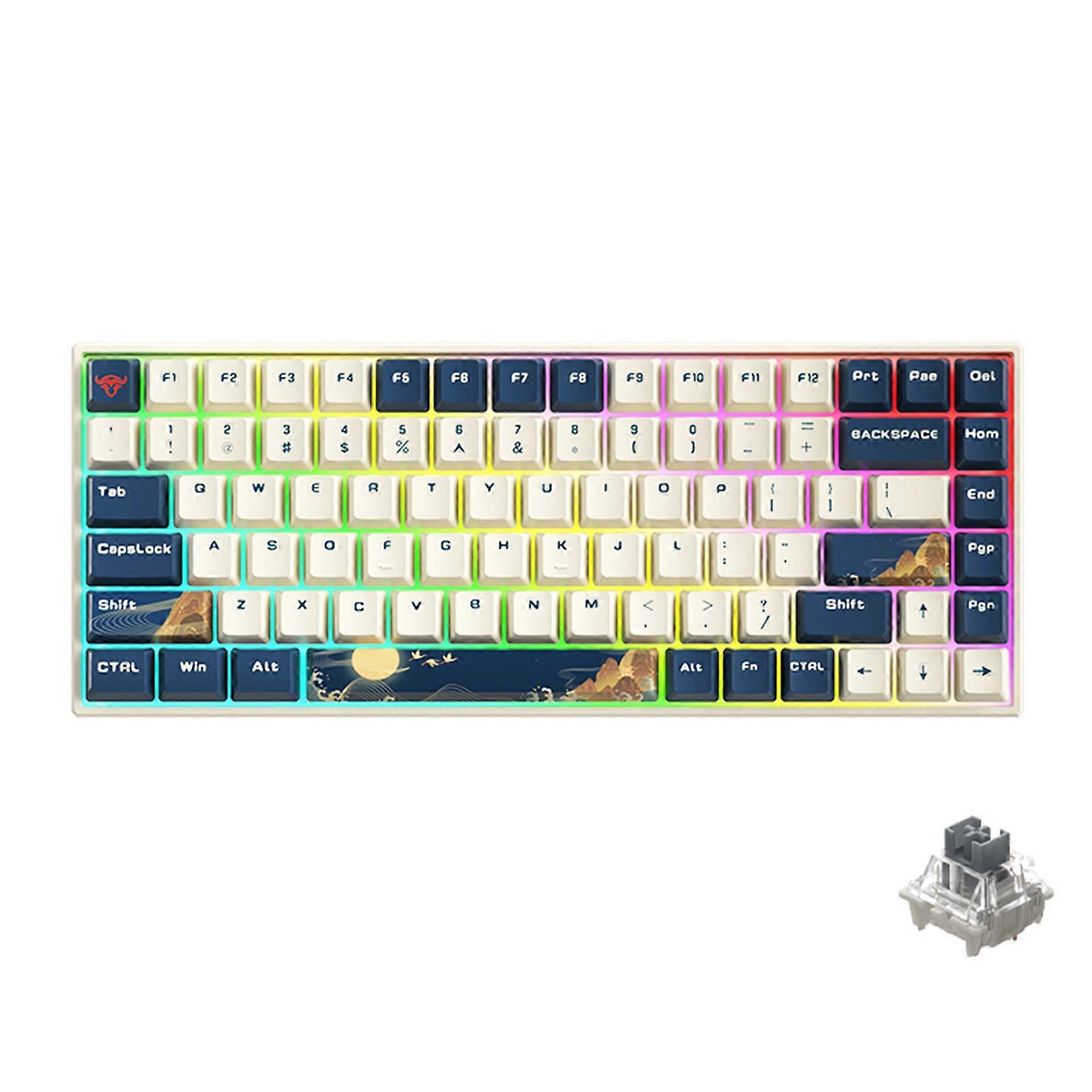 75% Compact 84 for Key Keyboard 3 Mode RGB Keyboard Gateron Switch for PC Gamer