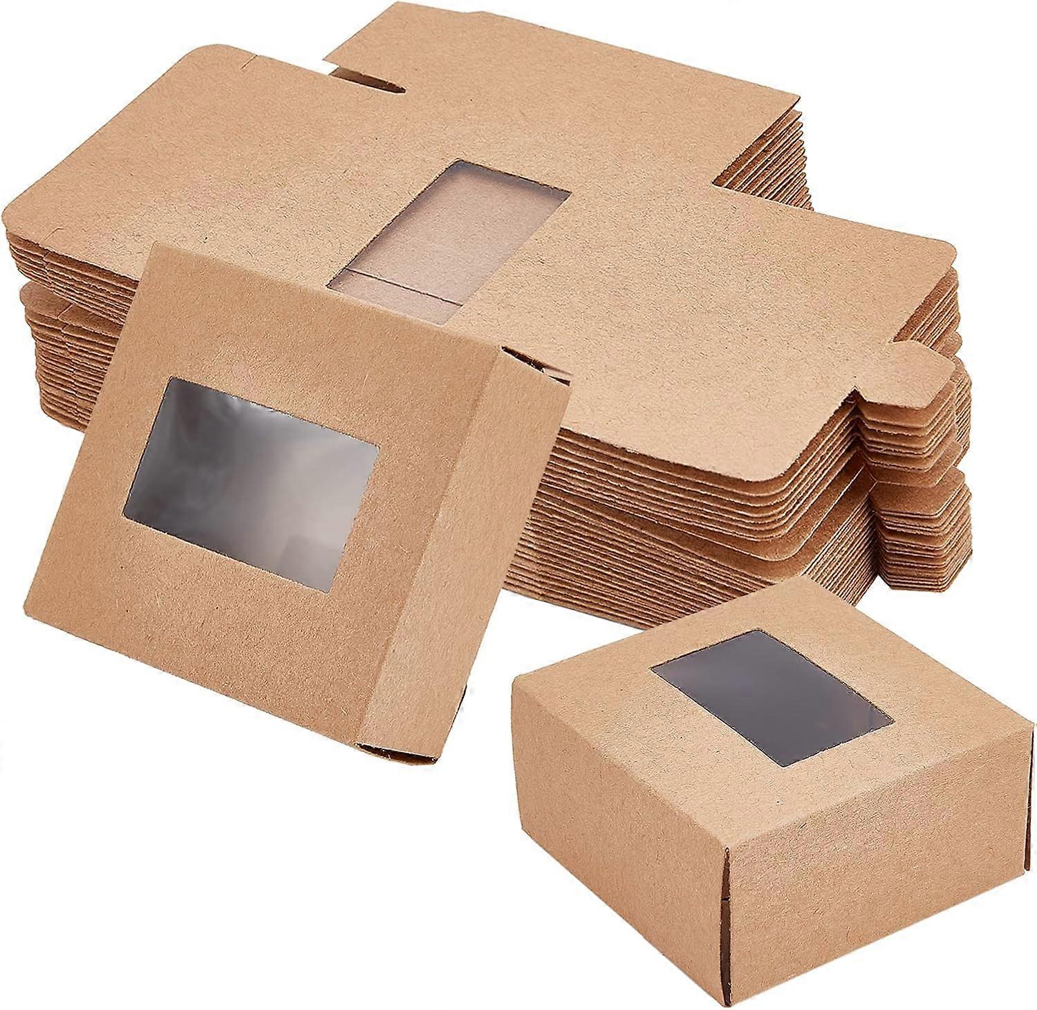 30 Pcs 3.1x3.1x1.6 Bakery Box with Window Square Cardboard Gift Boxes Display Window Box for Dessert Cake Candy Muffin Donut Macaron and Jewelry Packa