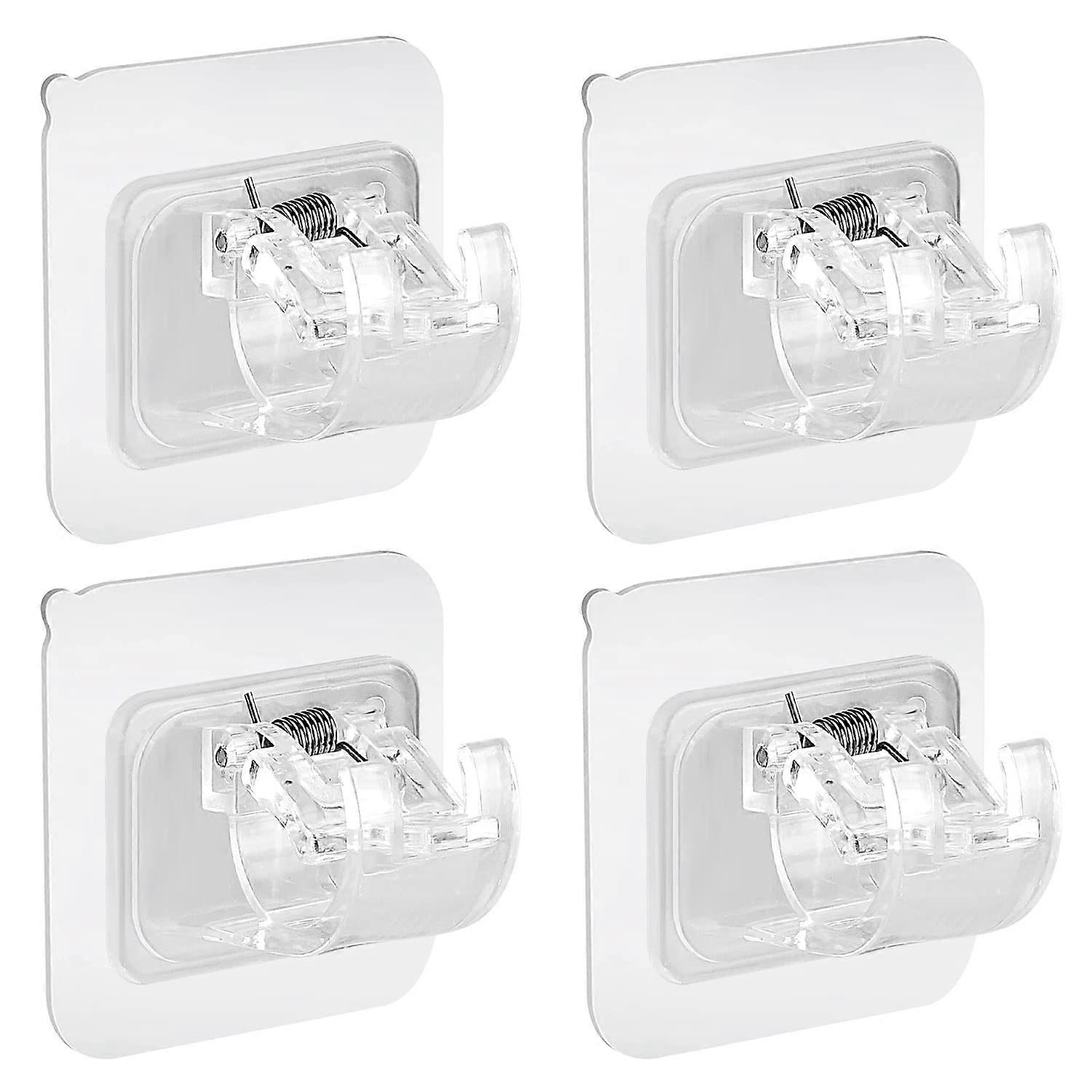 4 قطع ذاتية اللصق ستارة قضيب قوس لا حفر الأقمشة هوك حامل تحديد قضيب حامل ستارة القطب الجدار قوس منشفة قضيب هوك المنزل ، شفاف