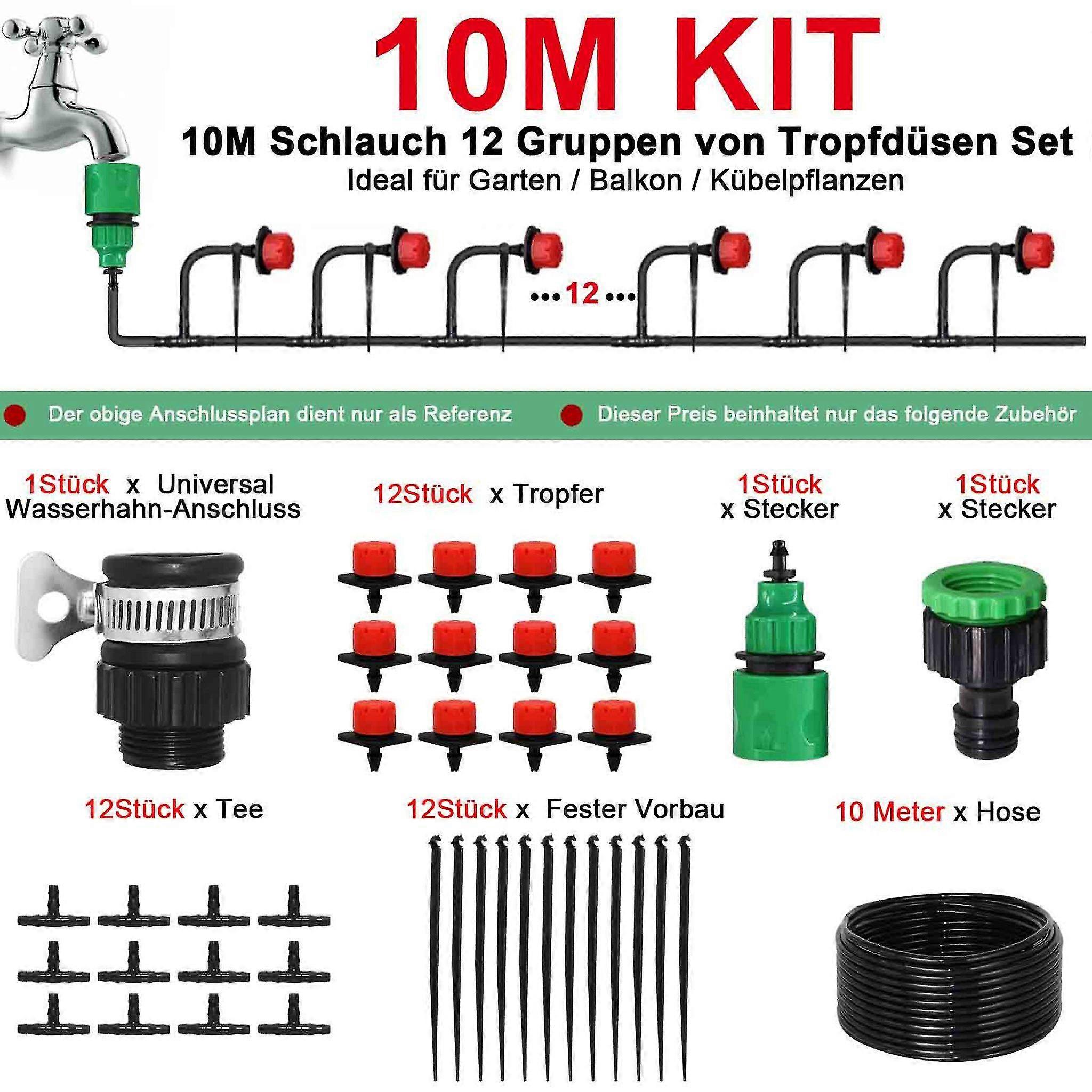 10m Diy Irrigation System Garden Watering Kit Irrigation Drip Hose For Backyard Garden Tree Greenhouse