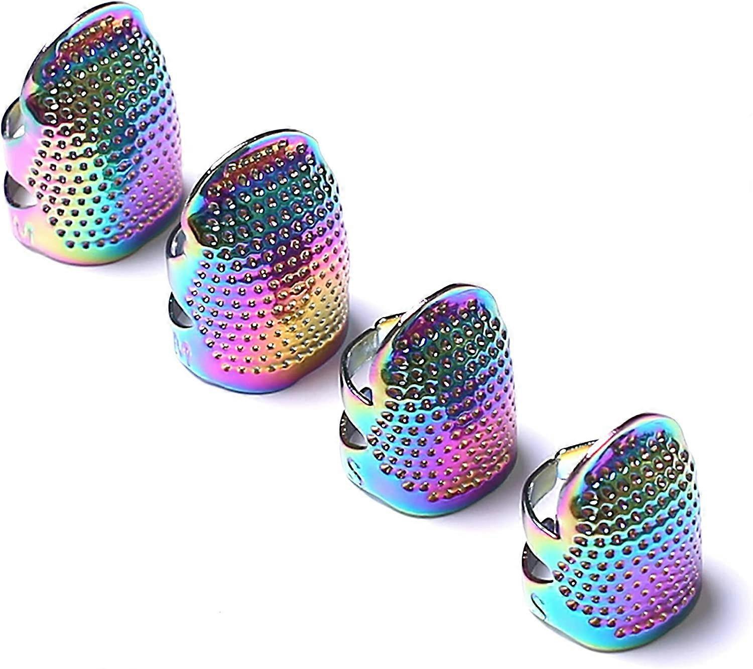 4pcs Sewing Thimbles, Metallic Gold Sewing Thimbles Finger Protector, 2 Sizes 4pcs