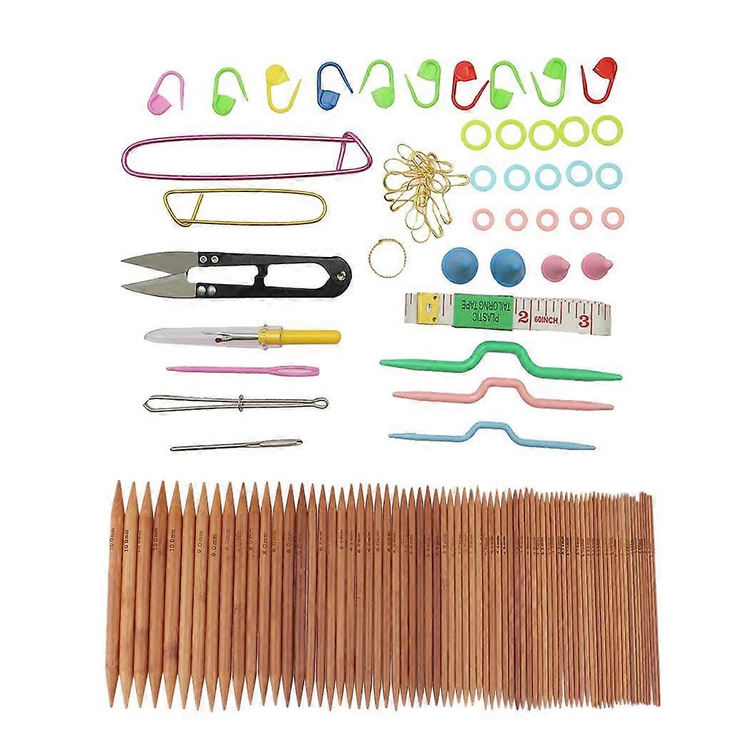 132pcs Carbonized Bamboo Double Pointed Knitting Needles with Accessories