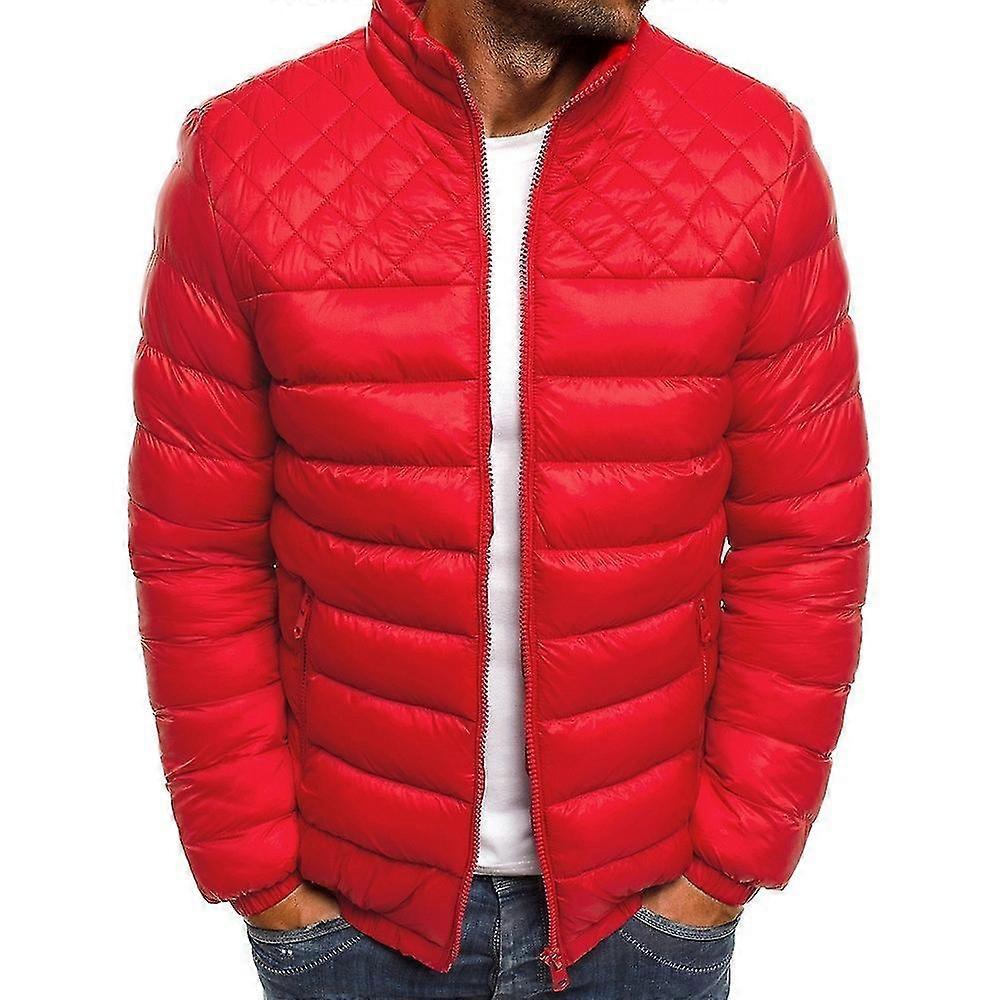 Men Quilted Puffer Jacket Winter Warm Bubble Down Coat Zip Padded Outerwear Pocket