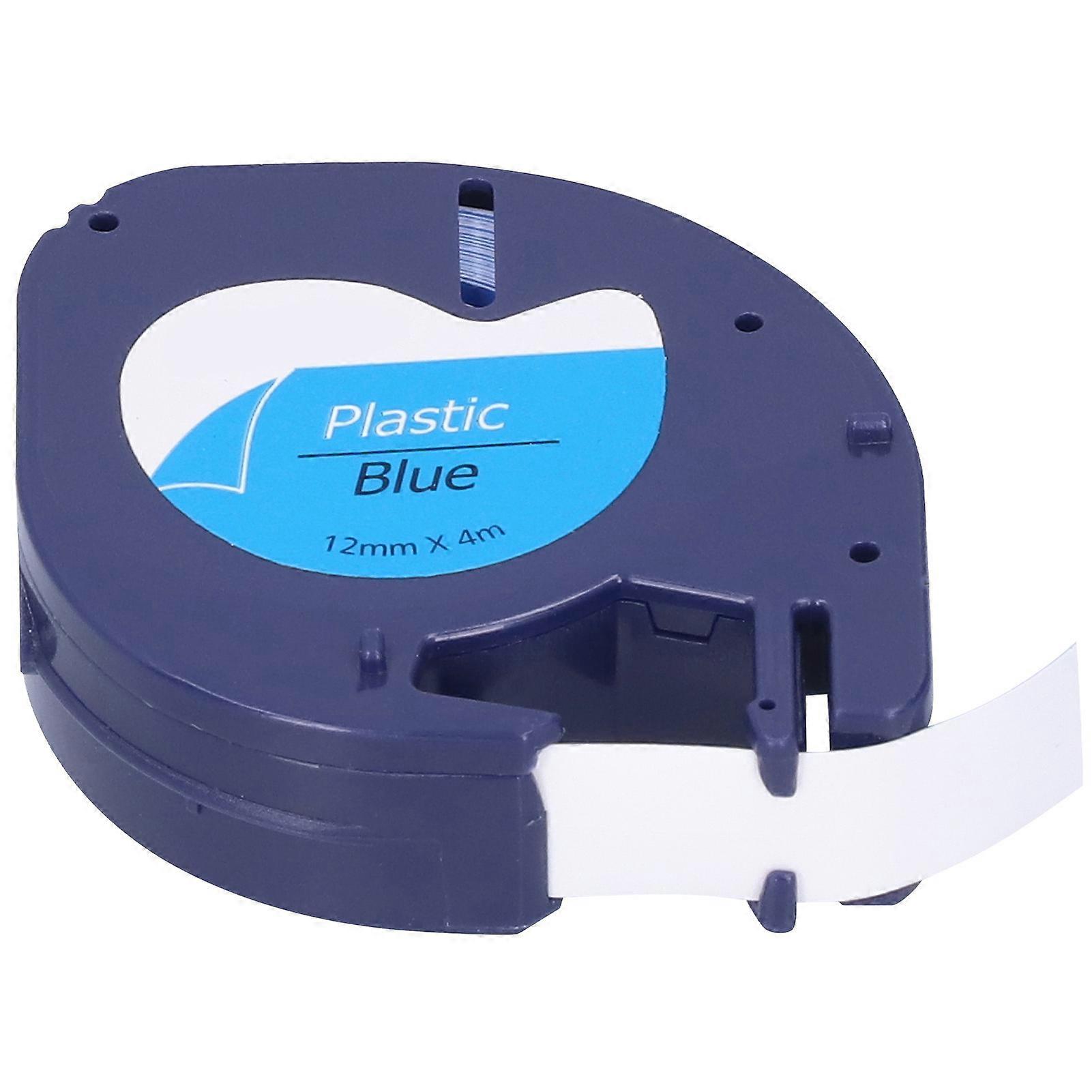 Ruban d’étiquette de remplacement pour DYMO LETRATAG Machine Ruban DIY Print Accessoires12mm x 4meterLettre noire sur fond bleu 91205