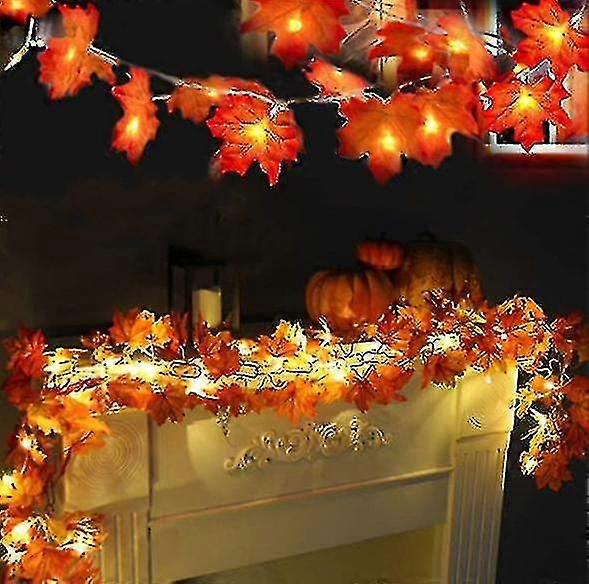 Thanksgiving Lights Fall Maple Leaves String Lights, Autumn Garland Decor