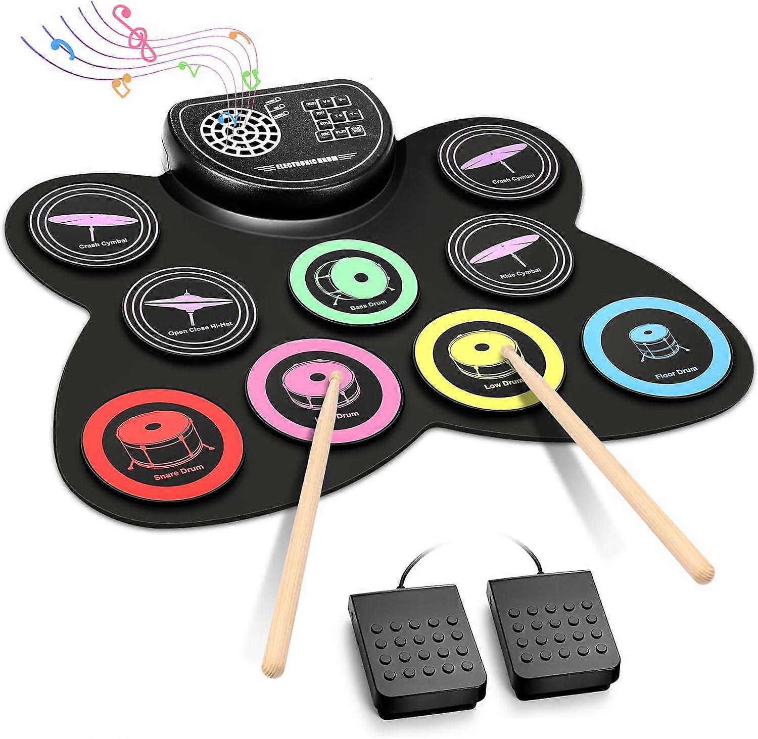 Electric Drum Set 9 Drum Pad with Built-in Speaker Drum Pedals Drum Sticks Great Christmas Birthday Gifts for Kids