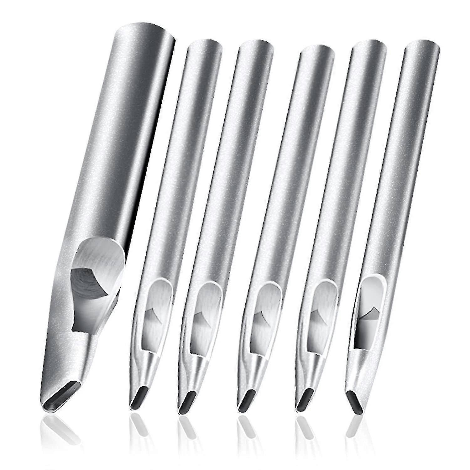 6 Pcs Oval Leather Punch Tools, Oval Leather Punch Set, Leather Hole Punch, Flat