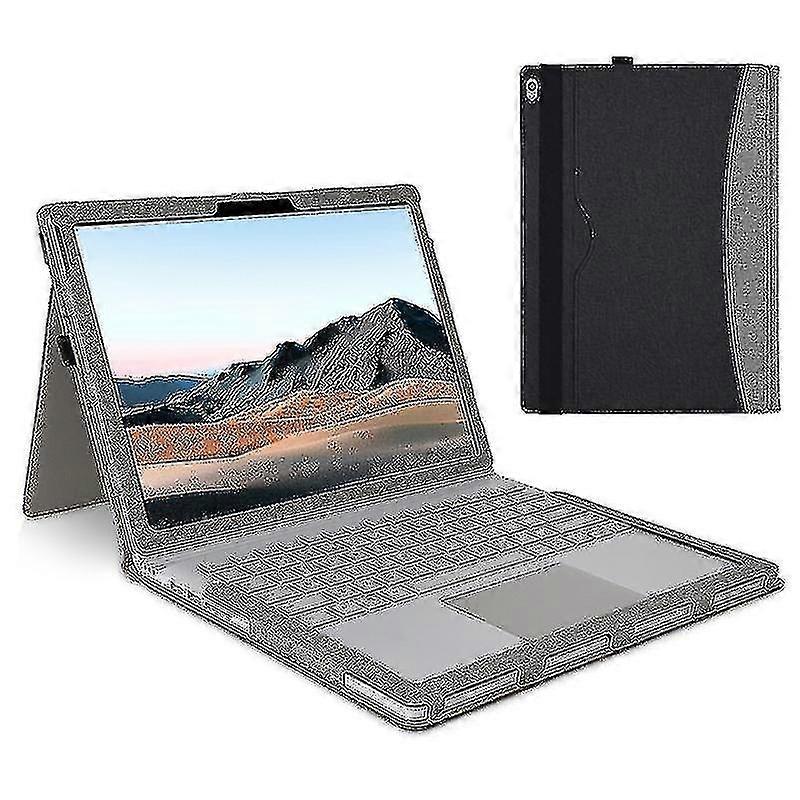 Para Microsoft Surface Book 1 / 2 / 3 13,5 polegadas Business Leather Case Shockproof Carry Case com suporte destacável