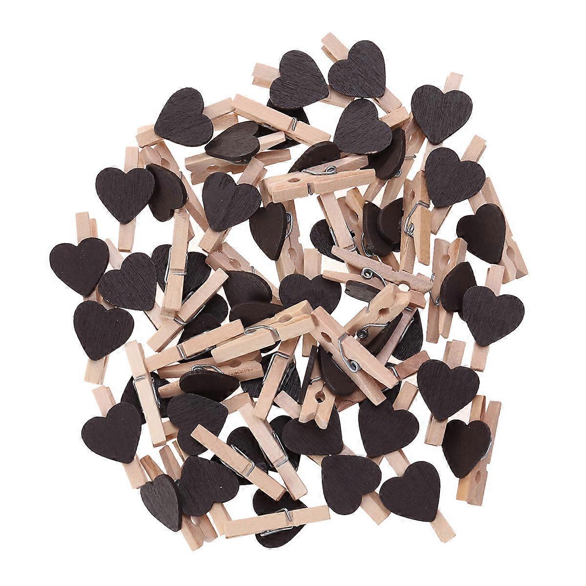 50pcs 사랑 나무 클립 사진 페인팅용 아름다운 작은 고정 클립 (커피)