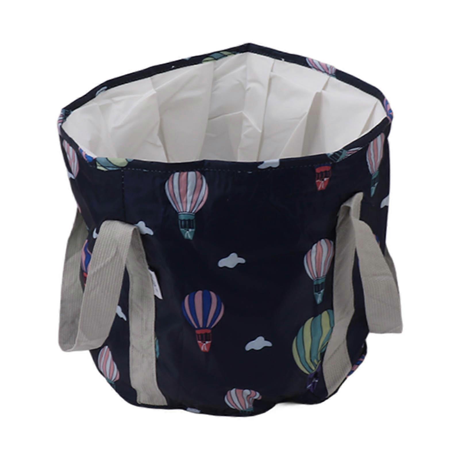 Portable Collapsible Foot Bath Basin with Handle - PVC Insulated Tub for Outdoor Camping Travel (Navy Blue)