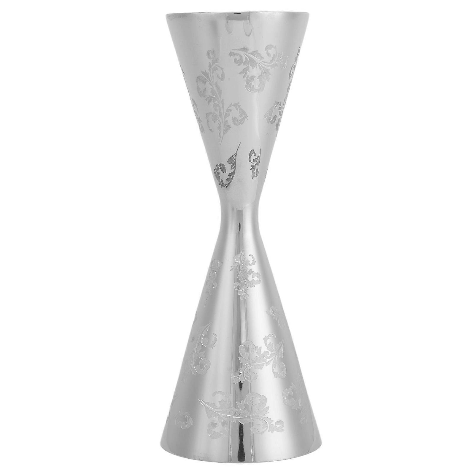 Jigger Stainless Steel Leaves Stripe Double Head Cocktail Bartending Jigger Cup compatible Bar 60ml 90ml