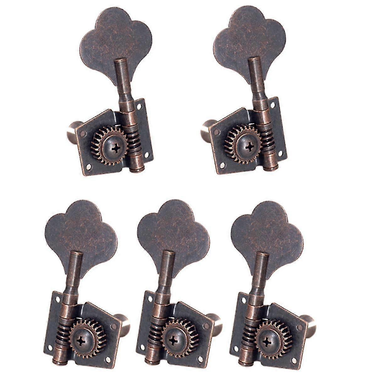 5pcs Guitar Vintage Open Tuning Key Pegs Machine Heads Tuners 2l3r For 5 Strings Bass Red Bronze