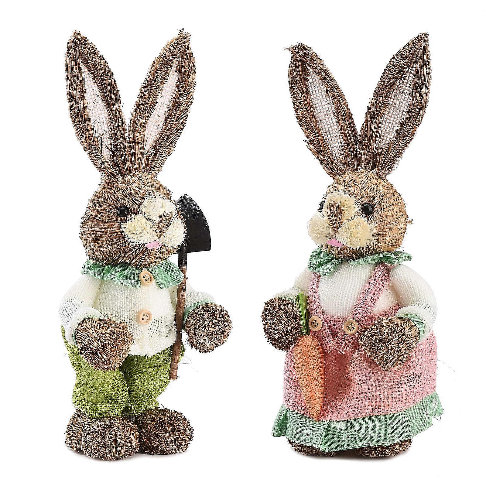 2pcs Easter Rabbit Bunny Foam Picks Ornaments Easter Crafts for Easter Home Holiday(35CM)