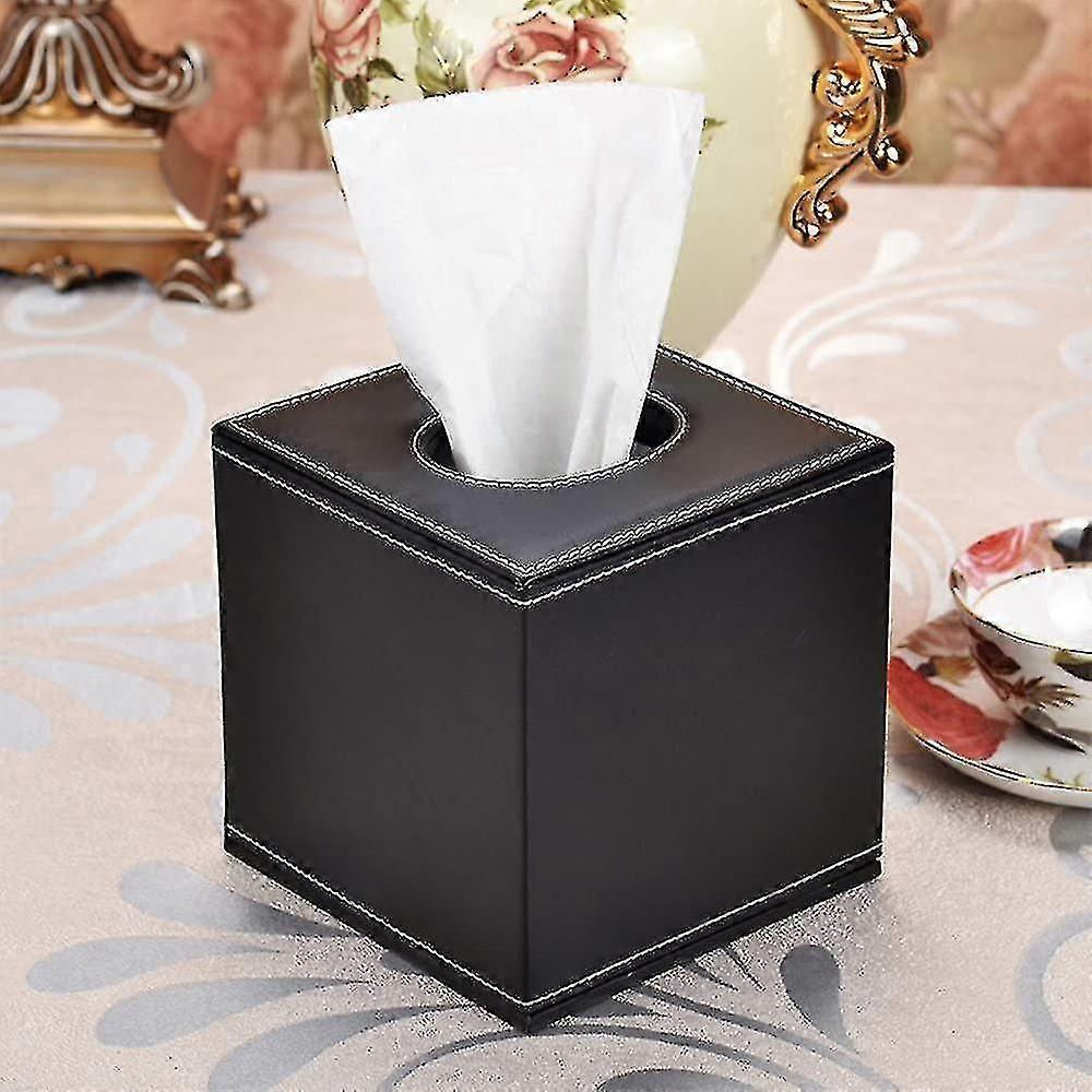 Leather Tissue Box Holder-noir