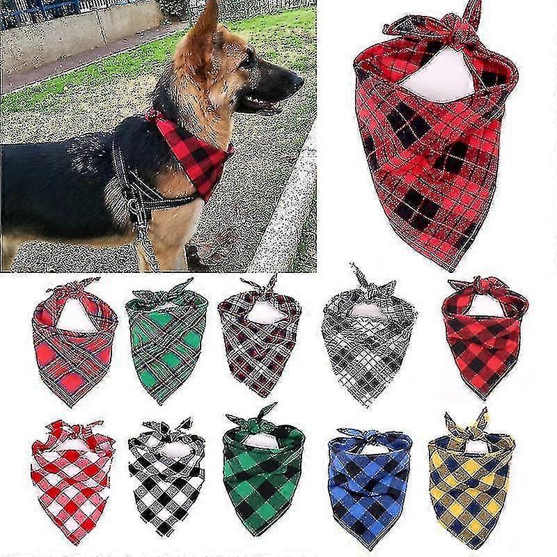 1pc σκύλος Bandanas μεγάλο κατοικίδιο ζώο pet bandana για σκύλο βαμβάκι καρό πλένεται πλένεταιbow δεσμούς κολάρο γάτα σκυλιά S
