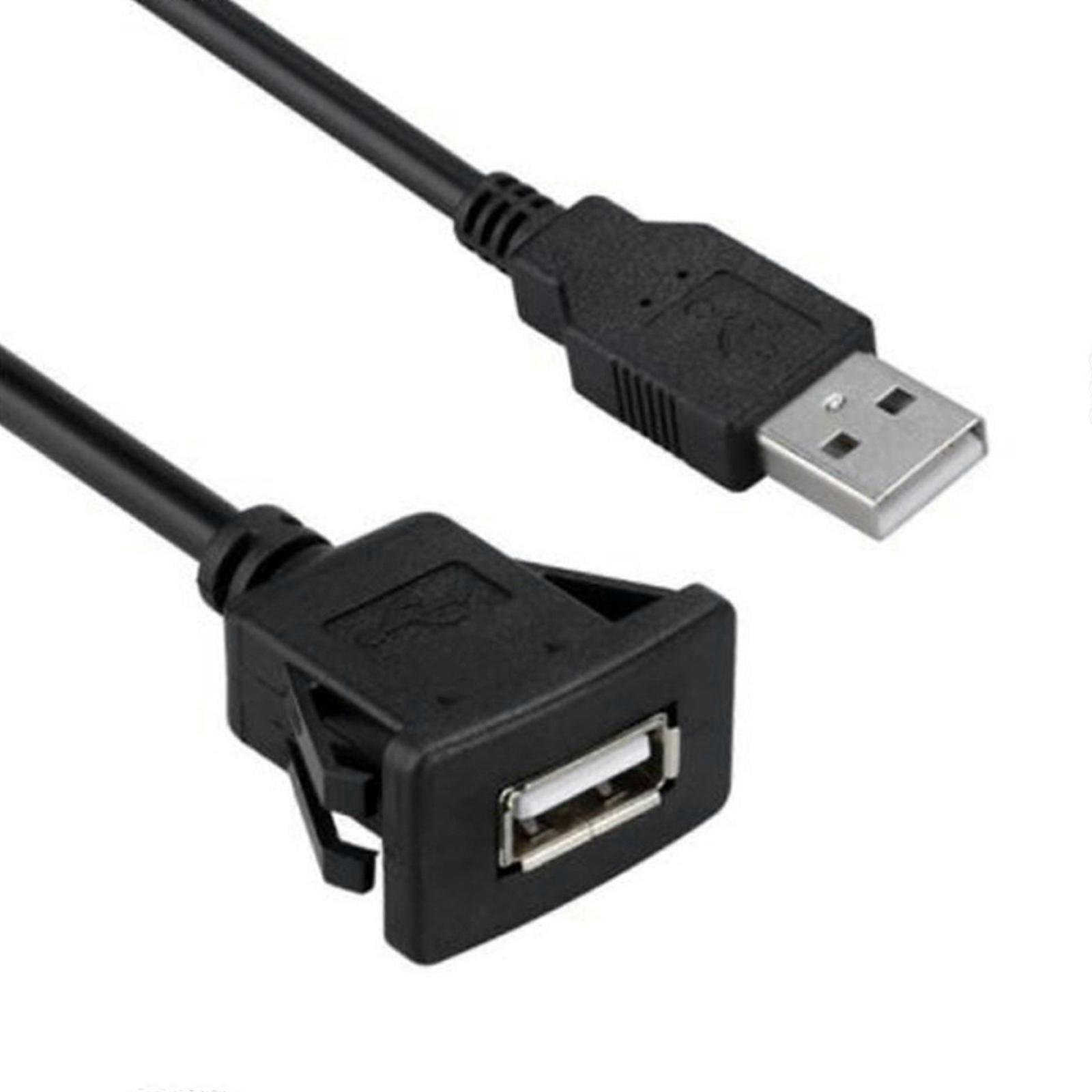 USB Extension Lead Cable Car Motorcycle Dashboard Flush Mount Panel Audio Line