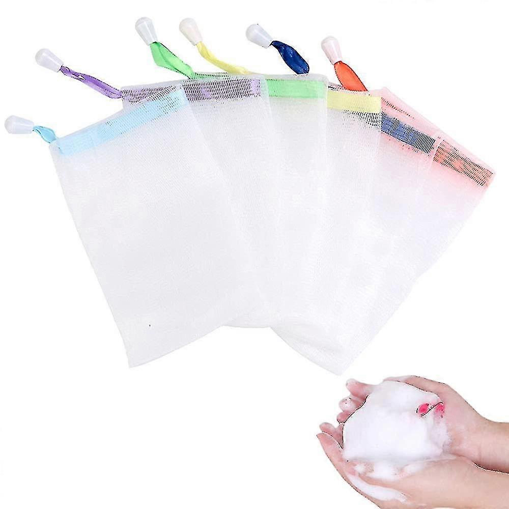 20 Pieces Soap Saver Bag With Drawstring Bubble Foaming Net Double-layer Soap Mesh Bagrandom Colour -ayane