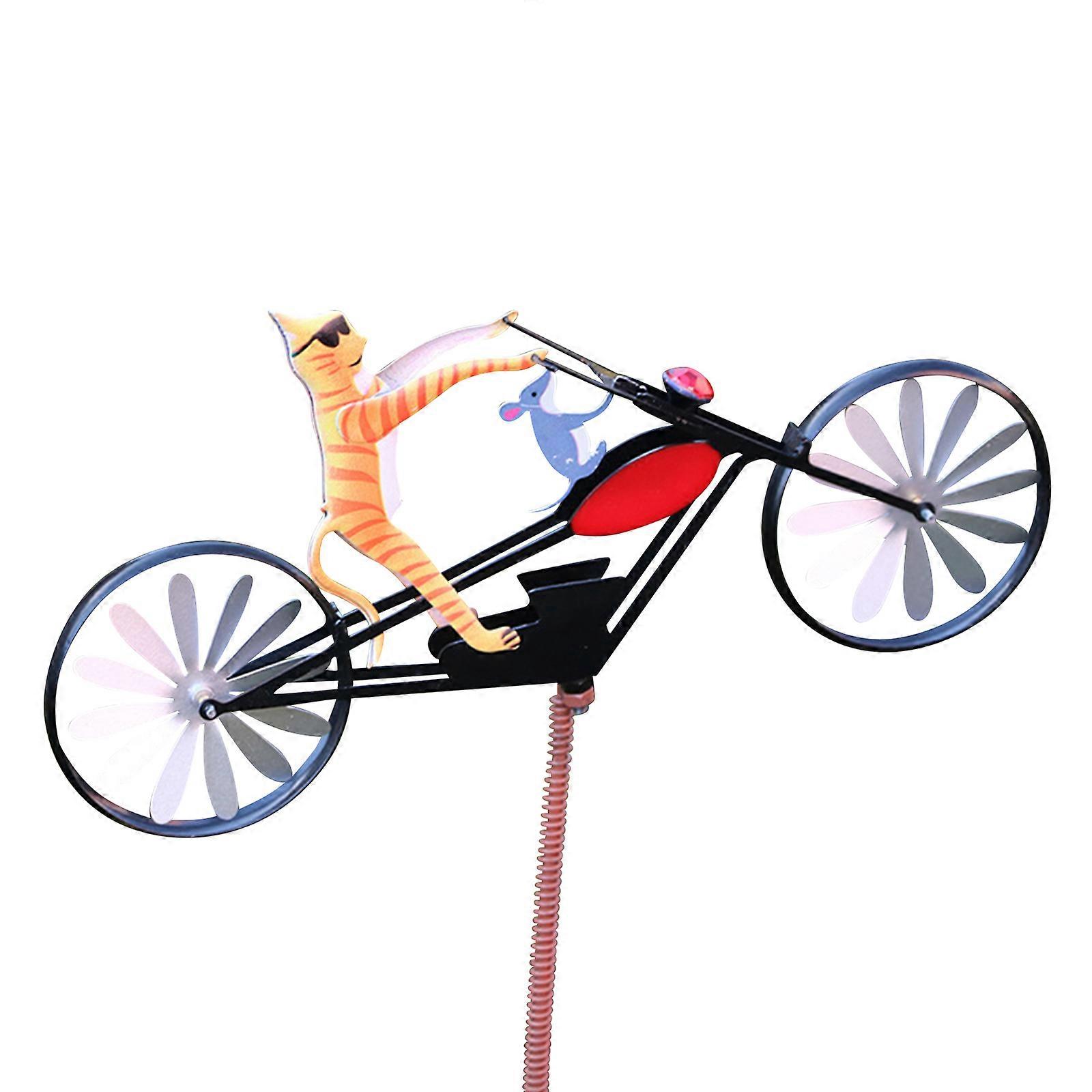 צפרדעים על ספינר רוח מתכת לאופניים וינטאג ', ספינר רוח מתכת תלת מימד עם אופני וינטאג 'עומדים, קישוט צפרדע